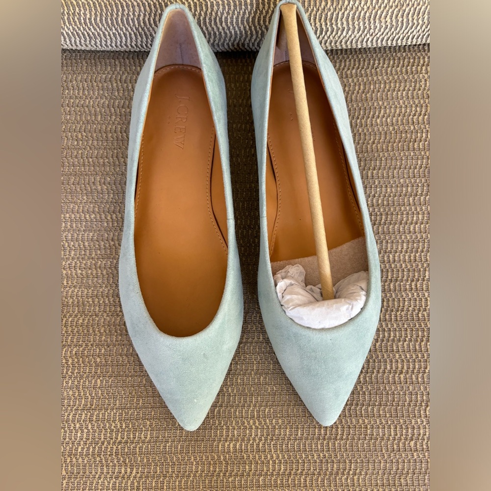 J. Crew Ballet Flats in Pale Mint Suede Size 5